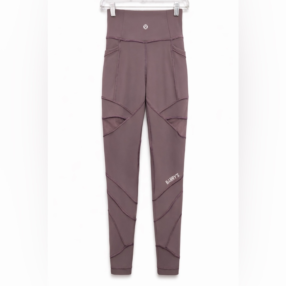 Lululemon Size 4 Mesh Panel Leggings Mauve Purple Barry’s High Rise